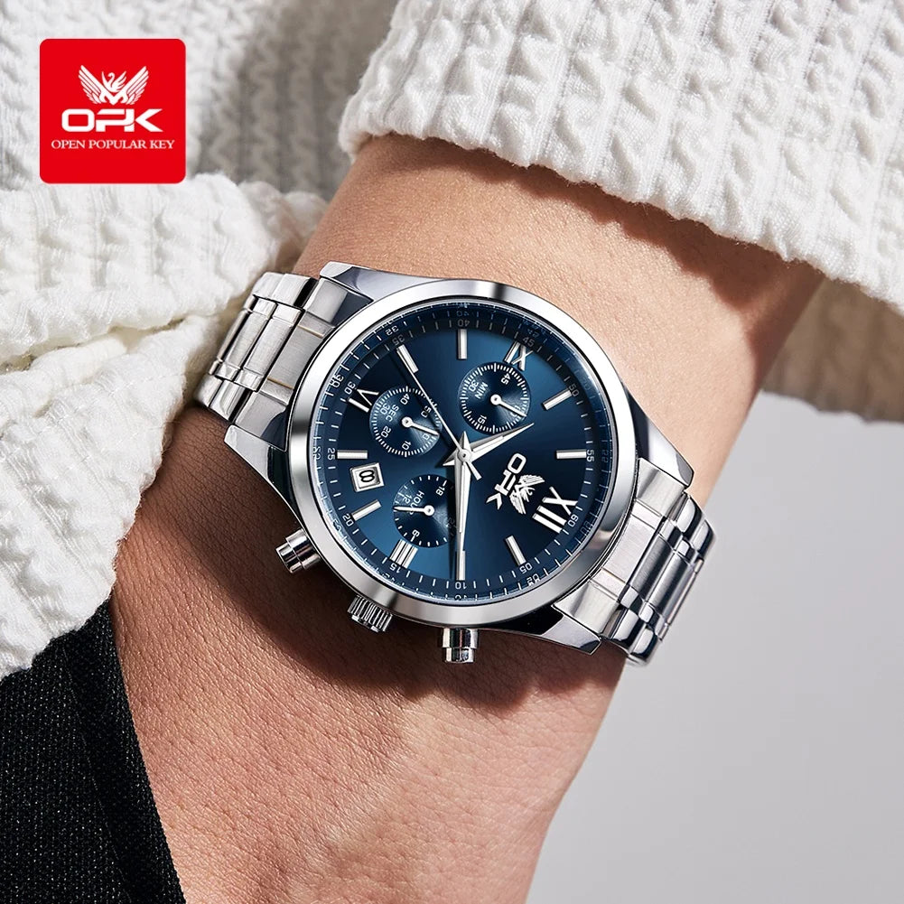 OPK 6052 Mens Watch Automatic Date Stainless steel Band High Quality Men&