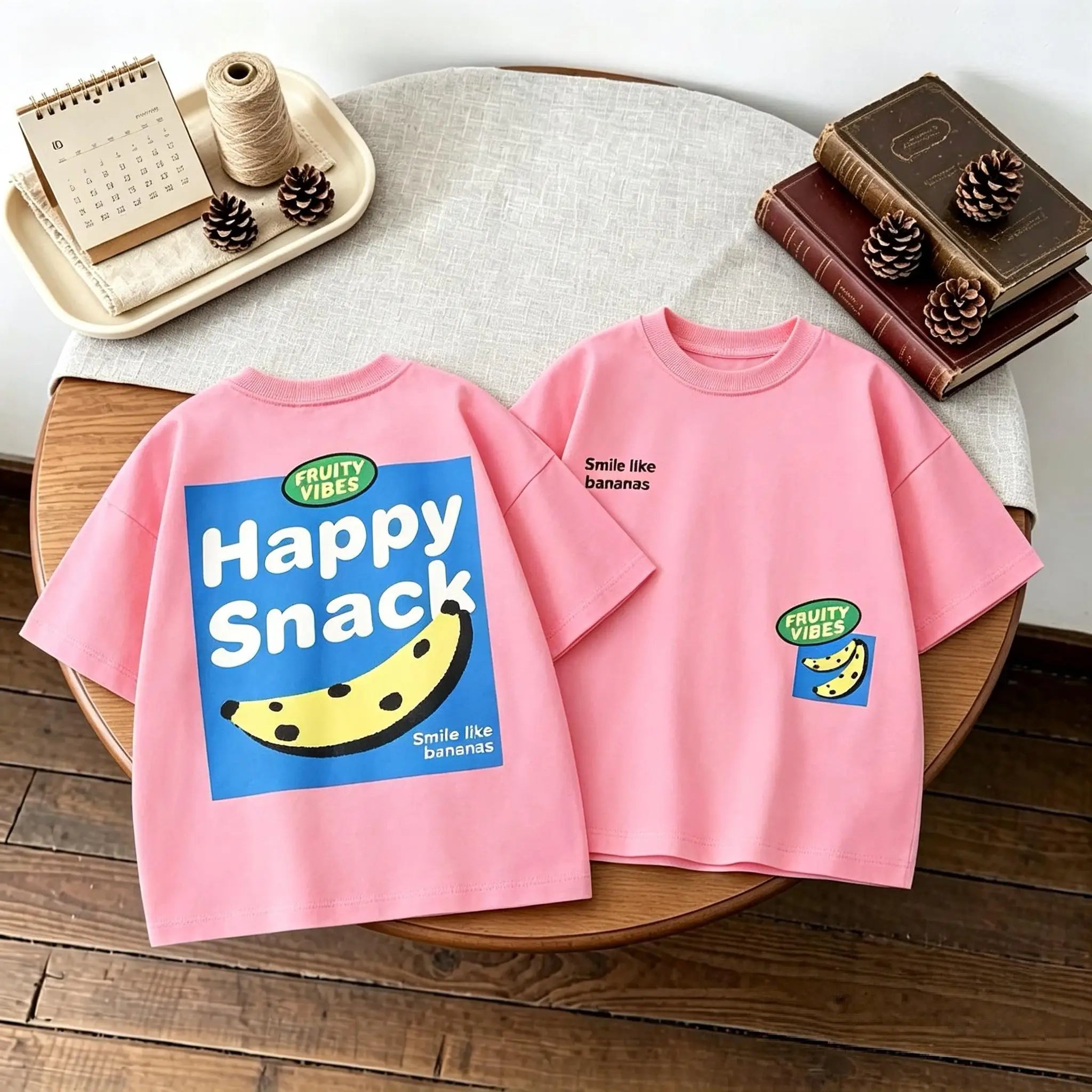 Double Side Print T-shirt For Kids Clothing Summer Simple Fashion Girl Boy Short Sleeve Tops Tees Children's Wear Casual Tshirts