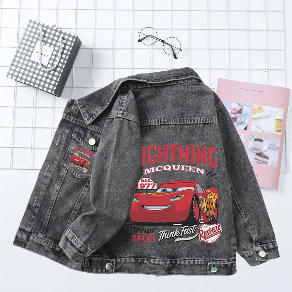 Lightning McQueen Denim Jacket for Kids 2026 Spring Autumn Baby Boys Girls Cartoon Single Breasted Jean Coats Children Clothing