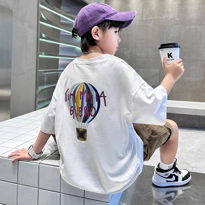 Summer Boys Clothing Set Fashion Short Sleeve Letter T-shirt Shorts 2Pcs For 4-12 Years Kids Tracksuits Teenager Casual Outfits