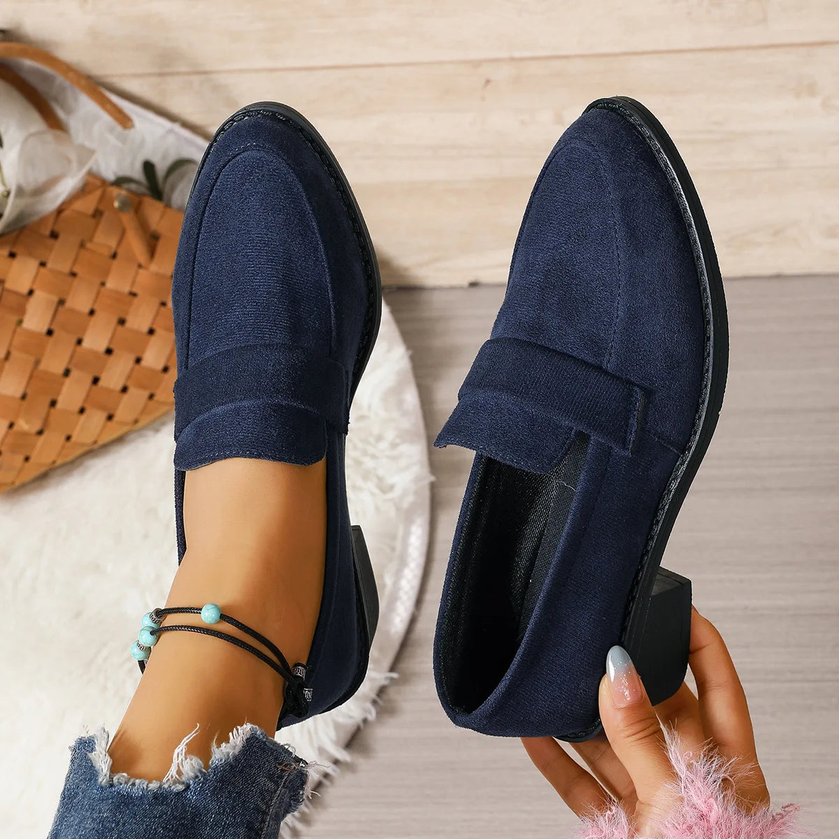 Women Pumps Spring Autumn Fashion Casual Medium Heel Pointed Toe Leopard Print Shoes Women Comfortable Slip-On Shoes for Women