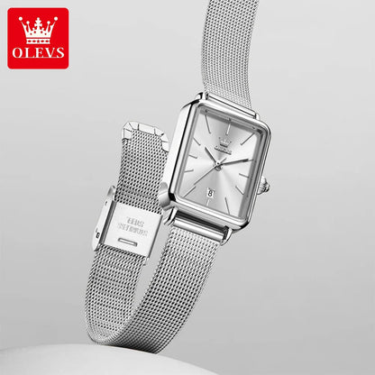 OLEVS 3692 Quartz Wristwatch Gifts Fashion Vintage Square Ultra Thin Ladies Watches Waterproof Stainless Steel Women&