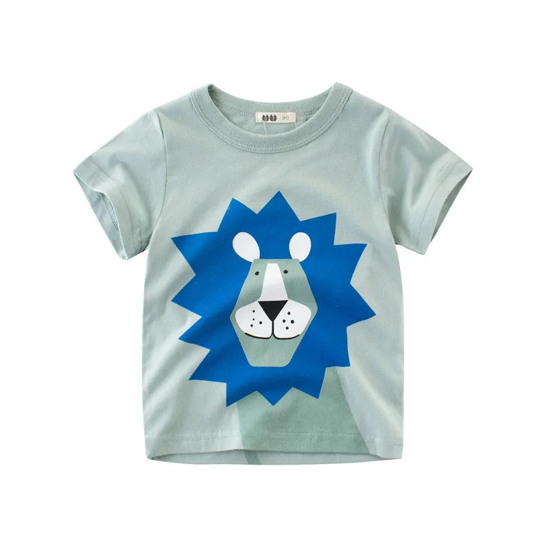 OLEKID 2025 Summer Children Boys Clothing Printed Cartoon Boys T-Shirts 2-8 Years Kids Baby Boy Tops Short Sleeve Toddler Tees