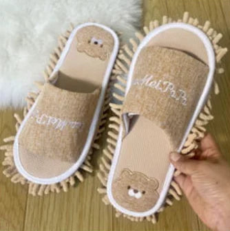 1 Pair Microfiber Cleaning Mop Slippers Washable Floor Cleaning House Mop Shoes Dusting Slippers Dirt Removal Tool Supplies