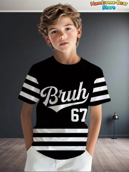 67 Meme T-Shirt for Kids Funny Digital 3D Print Number 67 Football Jersey T Shirt Loose Jersey Style Fashion Children&