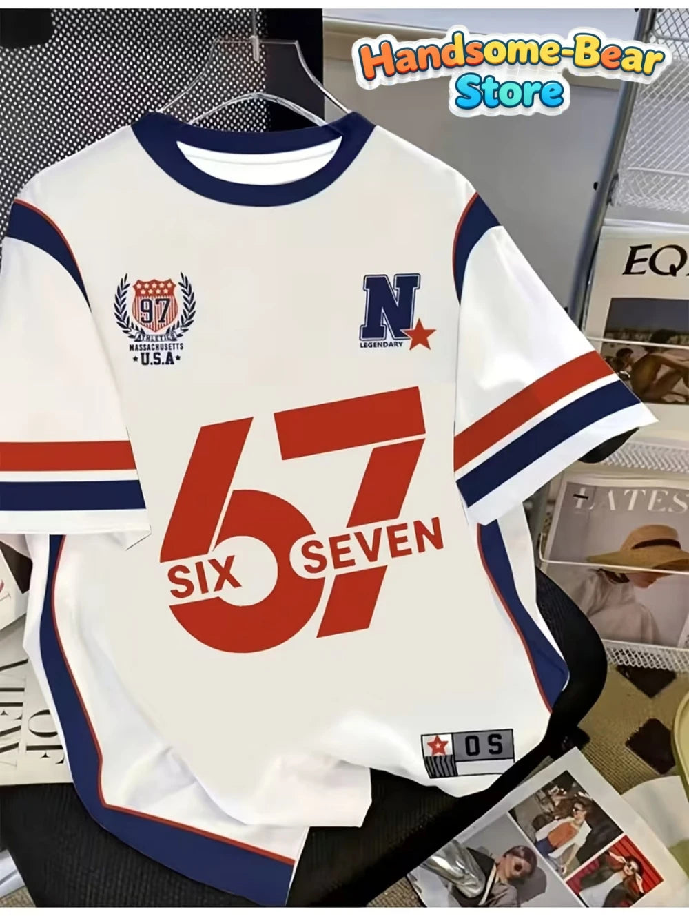 67 Meme T-Shirt for Kids Funny Digital 3D Print Number 67 Football Jersey T Shirt Loose Jersey Style Fashion Children's Clothing