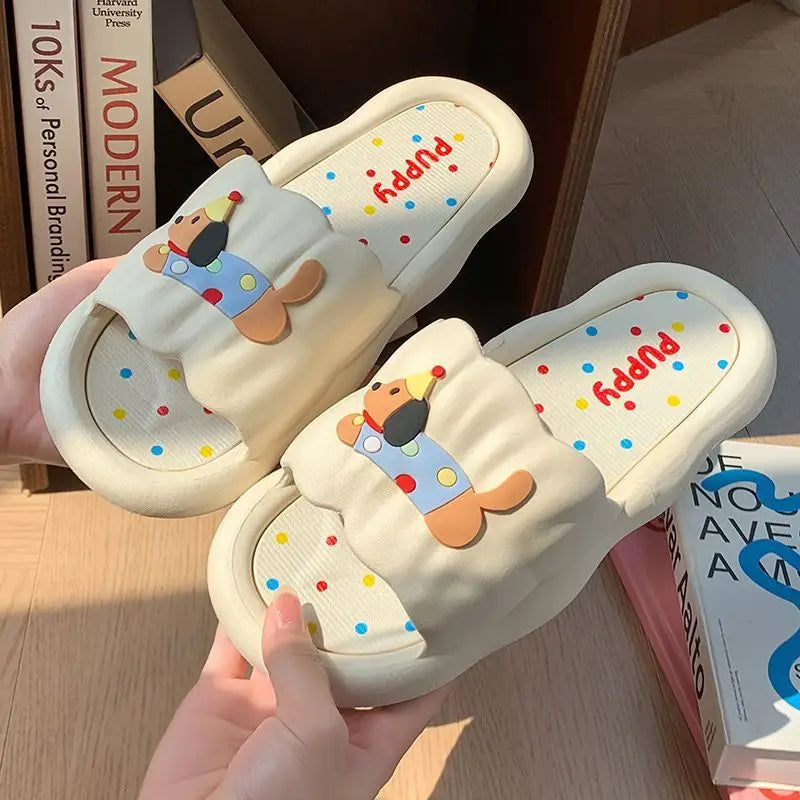 Cartoon Hot Dog Slippers for Women - Soft Anti-Slide Indoor/Outdoor Summer Sandals, Cute Couple Home Shoes