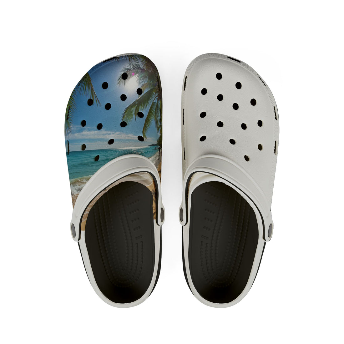 Beach Scene EVA Foam Clogs – Tropical Palm Beachprint Slip-On Shoes