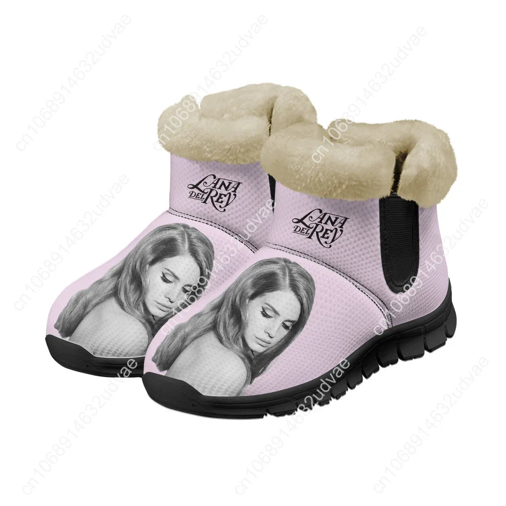 Lana Del Rey Singer Plush Shoes Boots Mens Womens Keep Warm Sneakers Durable Boot Casual Couple Sports Customized Sneaker Black