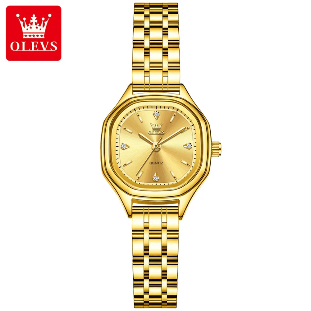 OLEVS 5888 Ladies Watches Gold Original Elegant Fashion Square Quartz Watch Waterproof Watches For Man Gifts Box Reloj