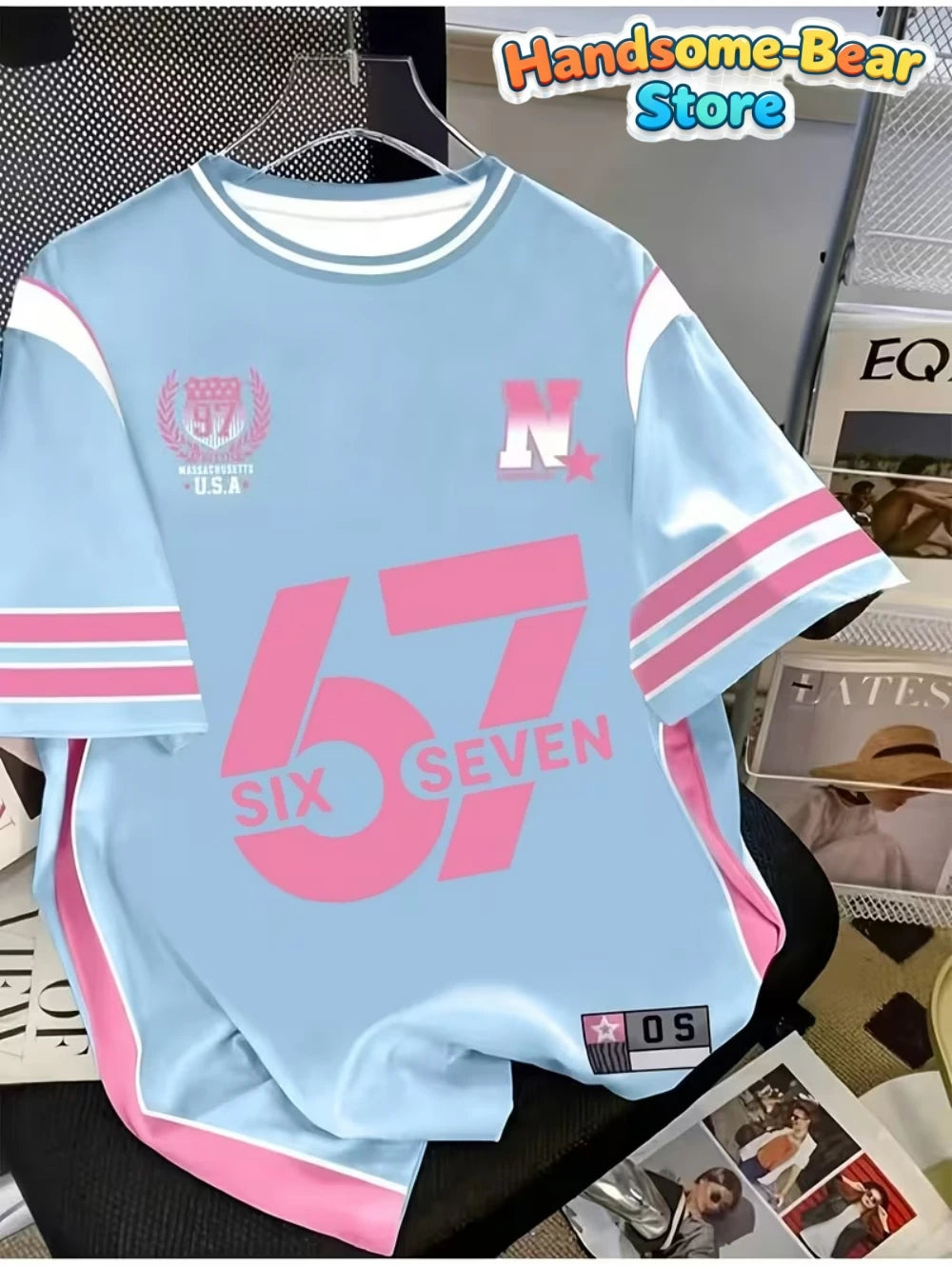 67 Meme T-Shirt for Kids Funny Digital 3D Print Number 67 Football Jersey T Shirt Loose Jersey Style Fashion Children's Clothing