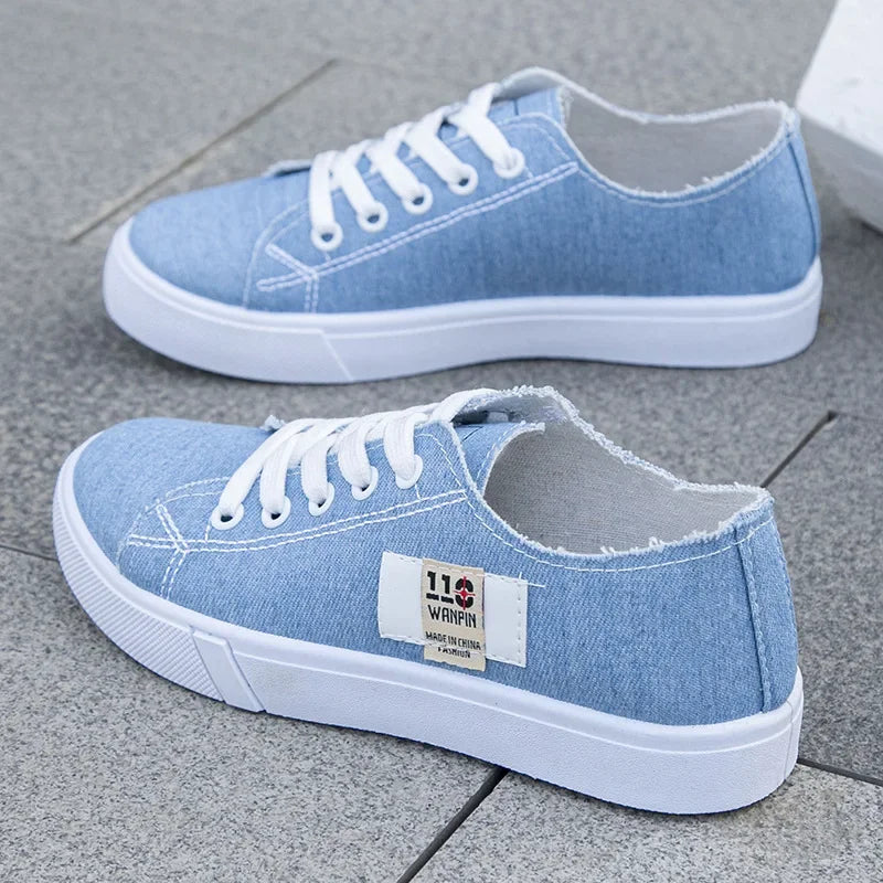 2026 Spring Summer Women Canvas Sneaker Low Top Denim Sneakers Ladies Popular Flat Canvas Board Shoes Female Sapatos Femininos