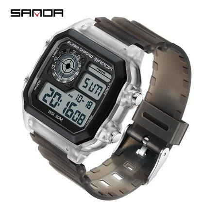 Fashyion Sanda Top Brand Led Digital Sport Chronograph Date Lady Tpu Band Week 50m Waterproof Female Electronic Gift Watches
