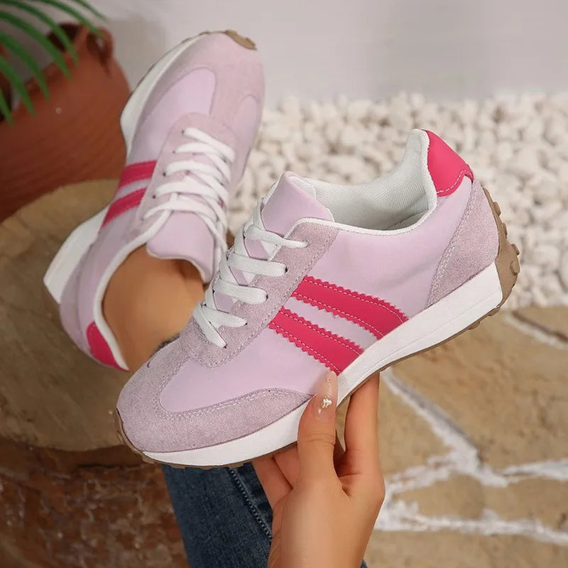 Fashionable New Style Elegant Lace Up Casual Shoes Women Spring/Autumn Round Toe Thick Sole Anti Slip Comfortable Sports Shoes