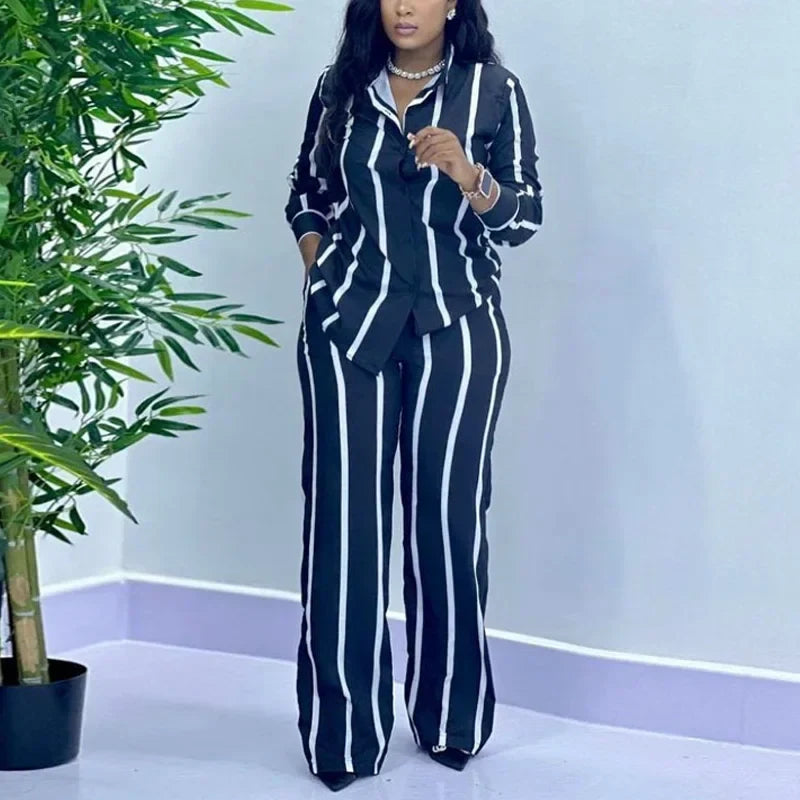 Stylish Stripe Two-Piece Set