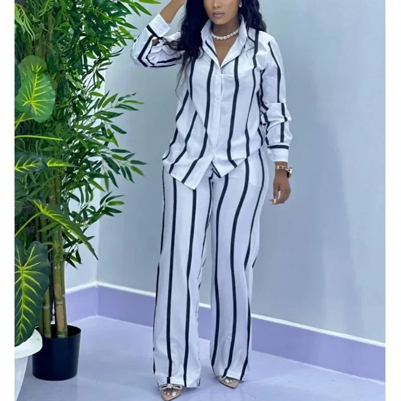 Stylish Stripe Two-Piece Set