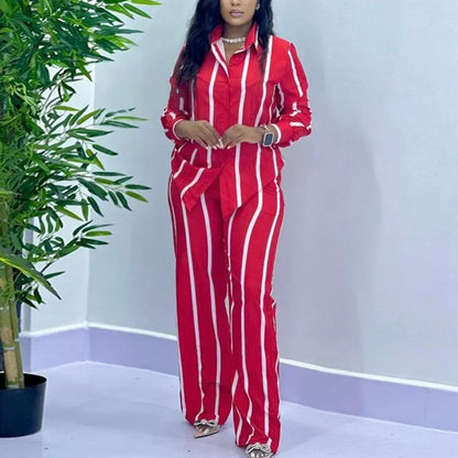 Stylish Stripe Two-Piece Set