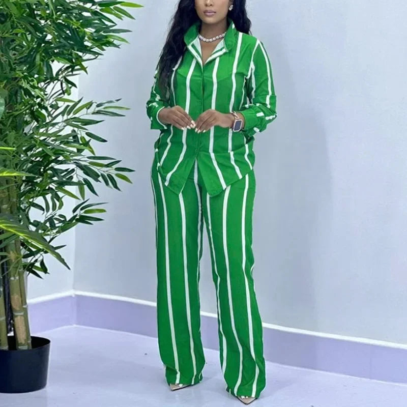 Stylish Stripe Two-Piece Set