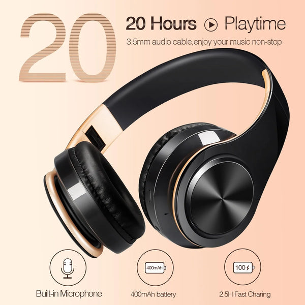 Gold Wireless Bluetooth Headphones