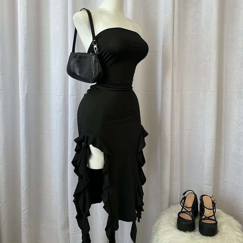 Chic Strapless Floral Party Dress