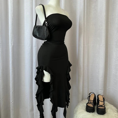 Chic Strapless Floral Party Dress