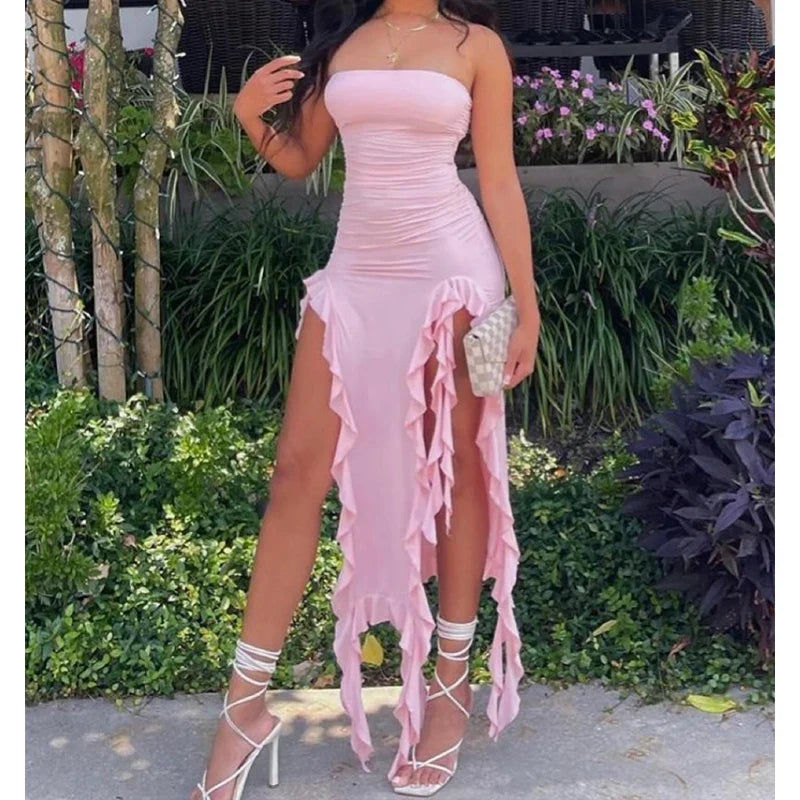 Chic Strapless Floral Party Dress