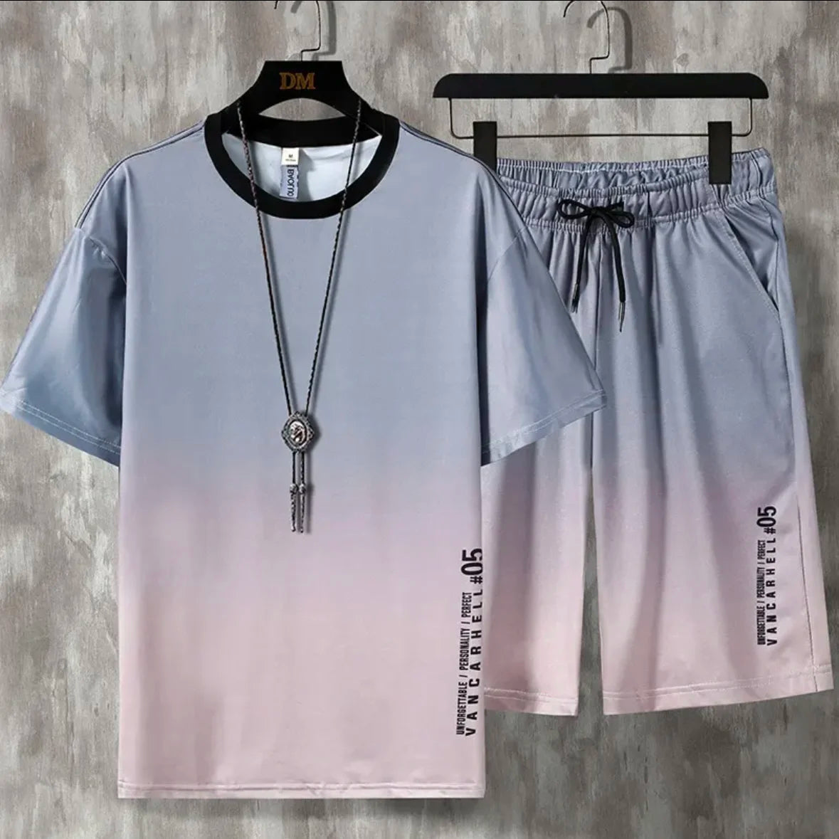 New hot-selling summer couple ice silk set, loose Korean-style casual unisex sports T-shirt and shorts, fashionable quick-dry