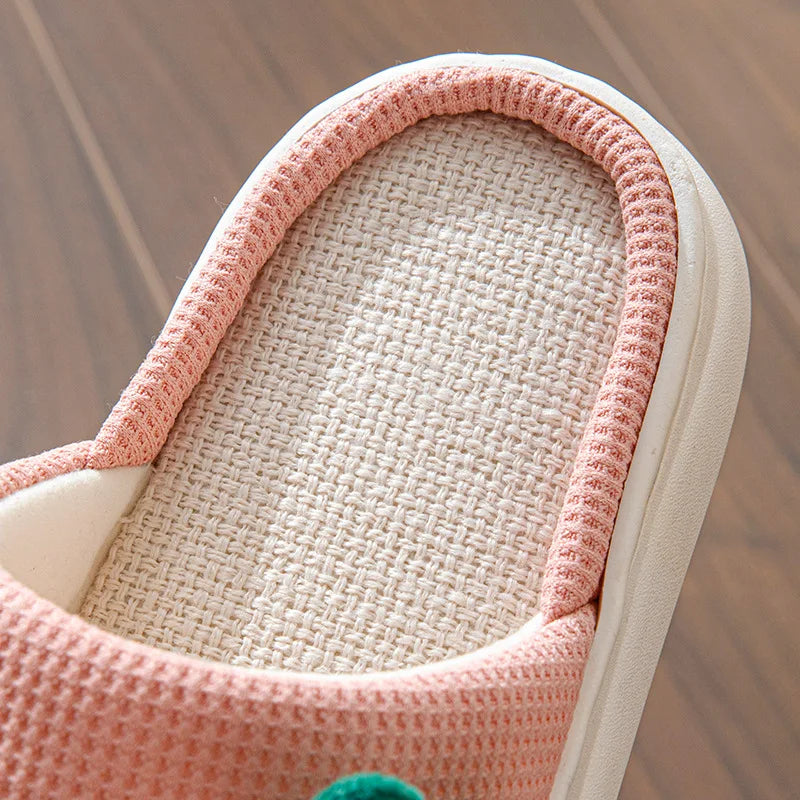New Style Linen Slippers for Women Indoor Home Four Seasons Couples Non Slip Breathable Comfortable Floor House Slippers
