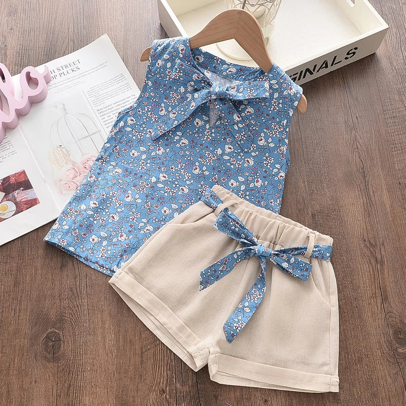 New Summer Baby Girls Clothes Children Sleeveless Vest Shorts 2Pcs/Sets Toddler Clothing Infant Fashion Costume Kids Tracksuits