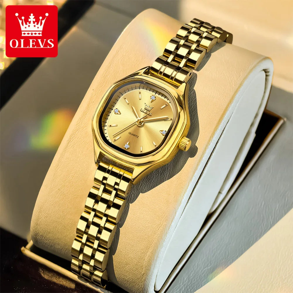 OLEVS 5888 Ladies Watches Gold Original Elegant Fashion Square Quartz Watch Waterproof Watches For Man Gifts Box Reloj