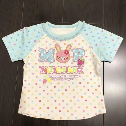 Sweet Kawaii Cartoon Bunny T Shirt Mini Skirt Two Piece Outfit Y2K Girls Raglan Short Sleeve Casual Street Daily Holiday Wear