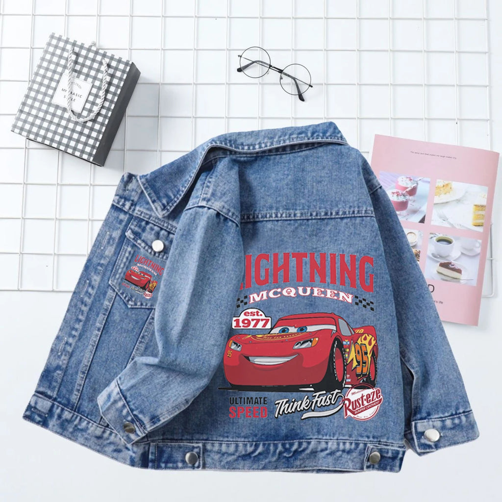 Lightning McQueen Denim Jacket for Kids 2026 Spring Autumn Baby Boys Girls Cartoon Single Breasted Jean Coats Children Clothing
