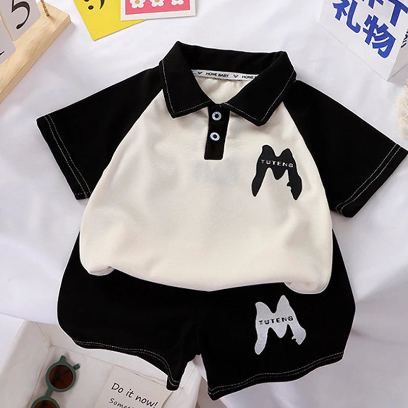 Children Clothing  Kids Clothes Quick Drying Polo Shirt Sets Boys T-shirt Shorts Summer Cotton Short Sleeve Fashion Suit2PCS