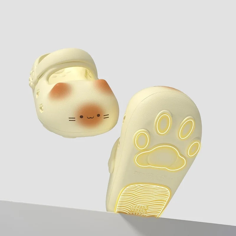 New creative black cat slippers for women summer soft cloud mules clogs woman strap sandal shoes cute kitty mary jane EVA sliper
