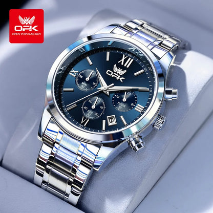 OPK 6052 Mens Watch Automatic Date Stainless steel Band High Quality Men&