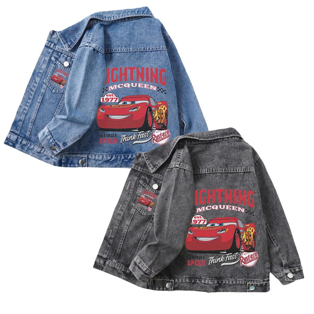 Lightning McQueen Denim Jacket for Kids 2026 Spring Autumn Baby Boys Girls Cartoon Single Breasted Jean Coats Children Clothing