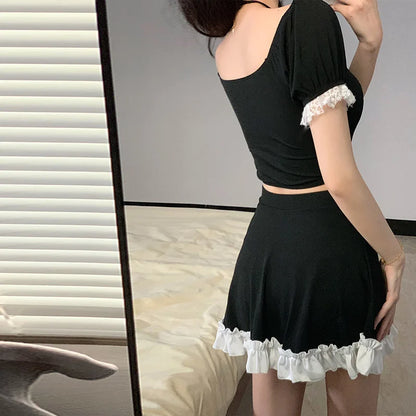 Instagram Style Women Two Piece Skirted Swimsuit Hot Spring Bathing Suit Slimming Tummy Control Fashion Beachwear