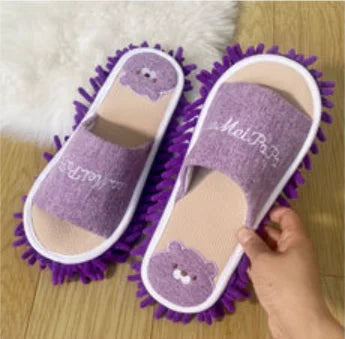 1 Pair Microfiber Cleaning Mop Slippers Washable Floor Cleaning House Mop Shoes Dusting Slippers Dirt Removal Tool Supplies