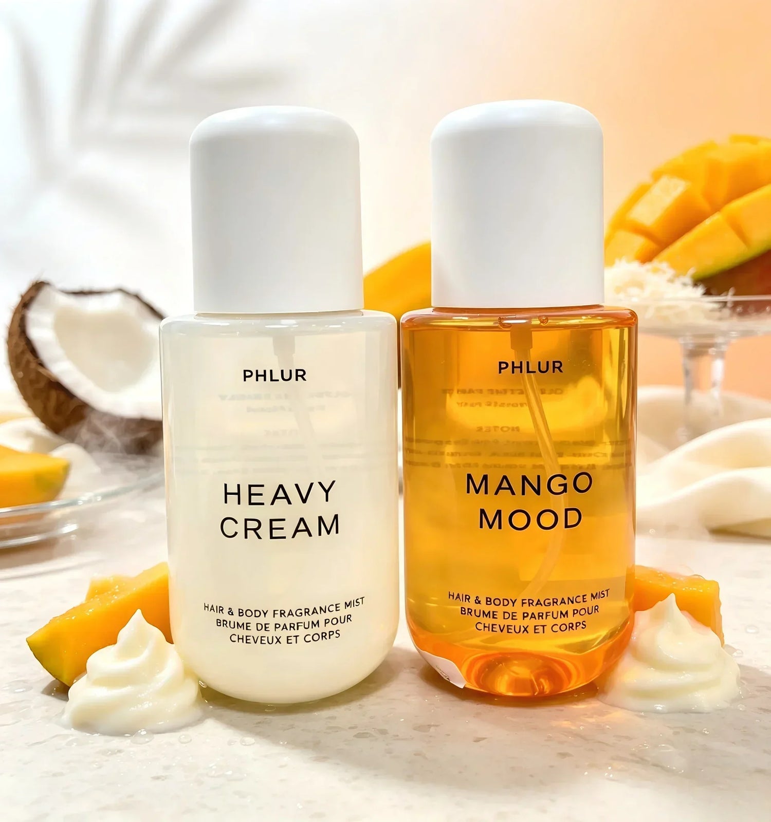 Phlur Heavy Cream + Mango Mood 50ML Hair &amp; Body Fragrance Mist Set, 2 Pack Perfume Spray Bundle