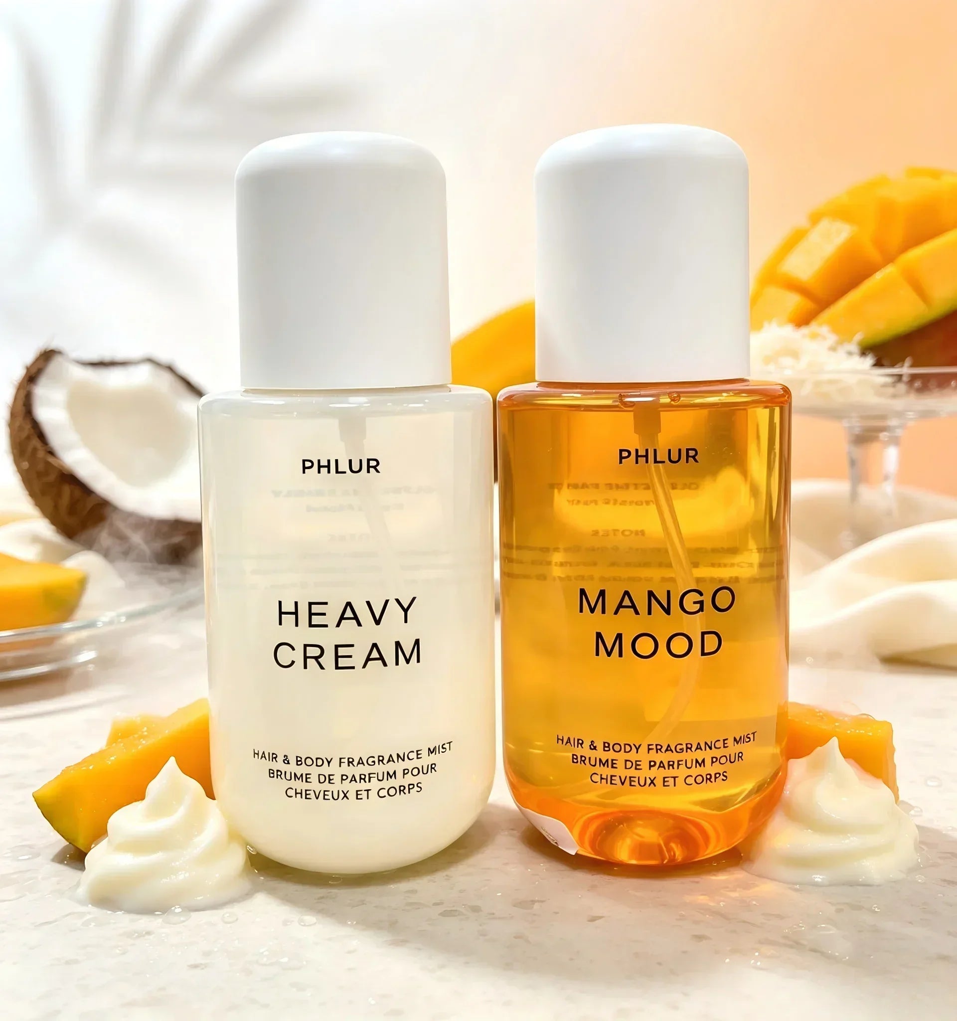 Phlur Heavy Cream + Mango Mood 50ML Hair &amp; Body Fragrance Mist Set, 2 Pack Perfume Spray Bundle