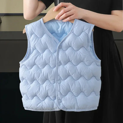 New Children Warm Cotton Vest Fashion Solid Boys Girls Baby Toddler Autumn Winter Waistcoats Casual Versatile Kids Clothing Tops