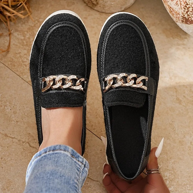 2025 New Spring Autumn Women Loafers Round Toe Shoes Sheep Suede Shoes for Women Retro Metal Buckle Platform Women Shoes