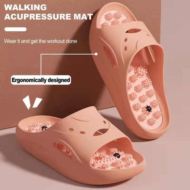 Women Men EVA Massage Slippers Thick Sole Bathroom Slides Non Slip Shower Sandals Soft Cushion Home Indoor Outdoor Beach Shoes