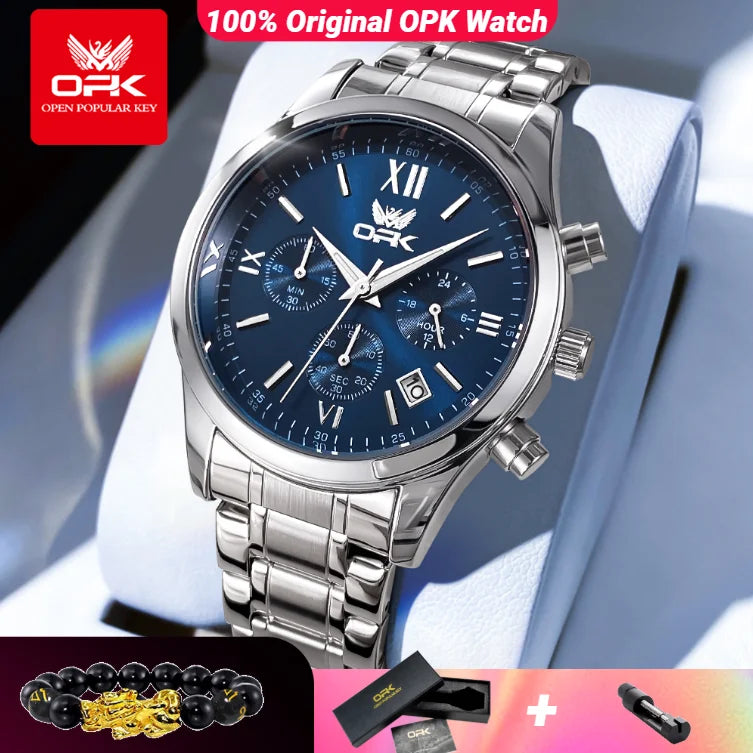 OPK 6052 Mens Watch Automatic Date Stainless steel Band High Quality Men&