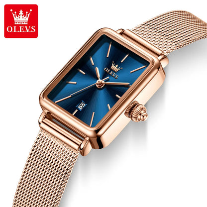 OLEVS 3692 Quartz Wristwatch Gifts Fashion Vintage Square Ultra Thin Ladies Watches Waterproof Stainless Steel Women&