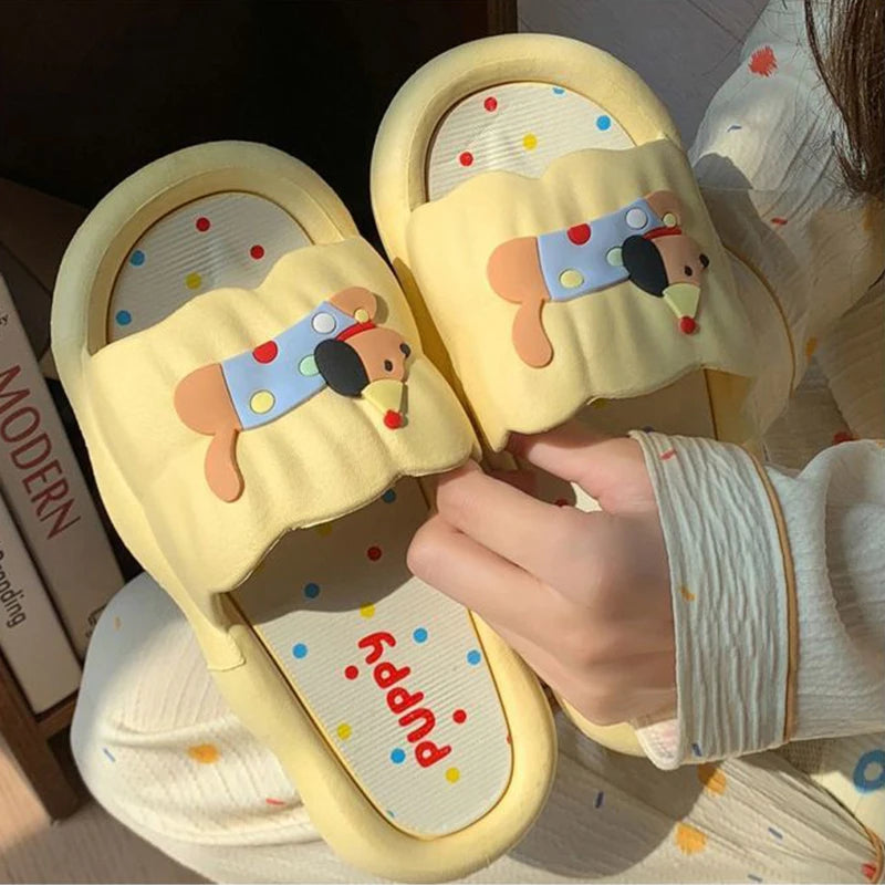 Cartoon Hot Dog Slippers for Women - Soft Anti-Slide Indoor/Outdoor Summer Sandals, Cute Couple Home Shoes