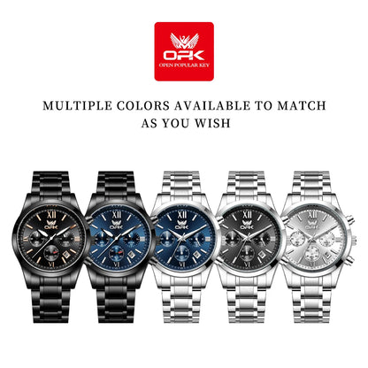 OPK 6052 Mens Watch Automatic Date Stainless steel Band High Quality Men&