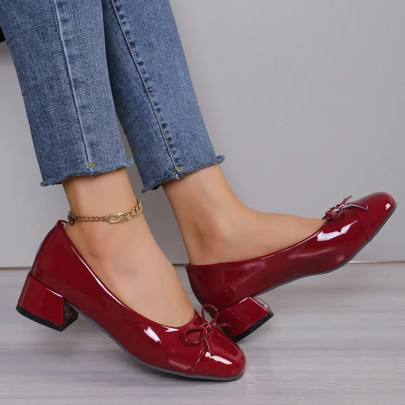 2026 Shoes Women Pumps Platform Heels Women Round Toe Bow-knot Sweet Ballet Shoes Office Woman Mary Jane Shoes Zapatos De Mujer