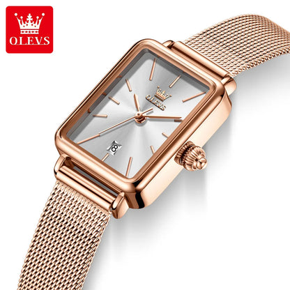 OLEVS 3692 Quartz Wristwatch Gifts Fashion Vintage Square Ultra Thin Ladies Watches Waterproof Stainless Steel Women&
