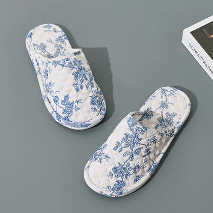 Home Indoor Slippers Soft Bottom Antislip Women Slippers Fashion Cotton Floral Floor Shoes Warm Lightweight Bedroom Slippers